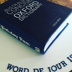 Dictionary cake using edible images