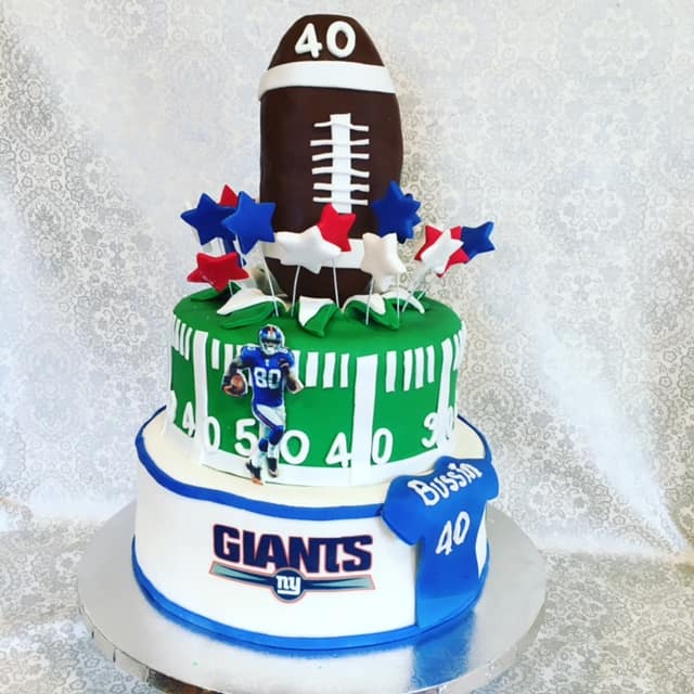 Brightly colored American Football Cake