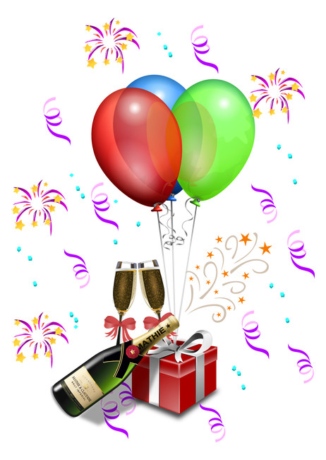image of Congratulations Scene with wine and balloons