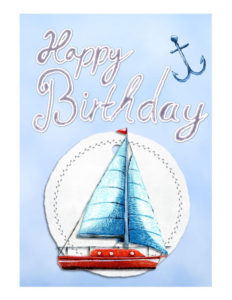 image of Birthday Blue Boat Scene