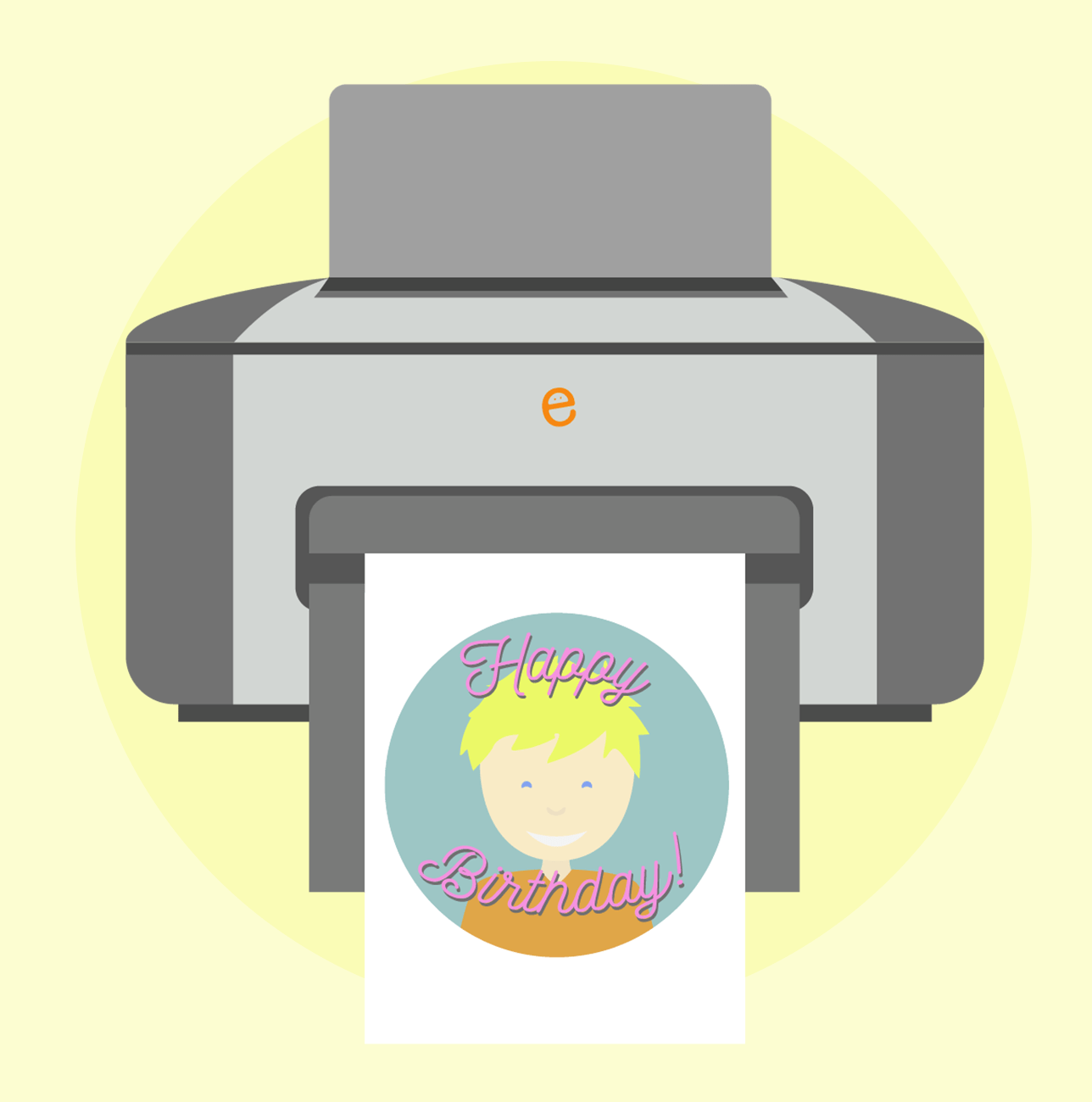 image of printer with Happy Birthday